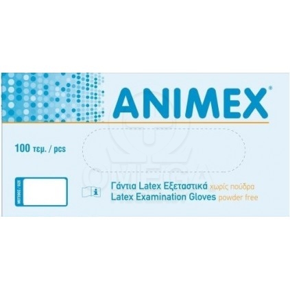 ANIMEX Εξεταστικά Γάντια Μιας Χρήσης Latex, Χωρίς Πούδρα Extra Small  Μέγεθος σε Λευκό Χρώμα 100τμχ