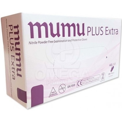 MUMU Plus Extra Εξεταστικά Γάντια Νιτριλίου Χωρίς Πούδρα Μέγεθος Medium σε  Μπλε Χρώμα 100τμχ