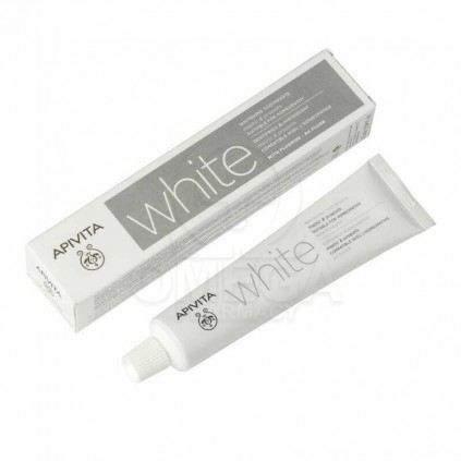 APIVITA White Λευκαντική Οδοντόκρεμα με Μαστίχα &amp; Πρόπολη Κατάλληλη για  Ομοιοπαθητική 75ml