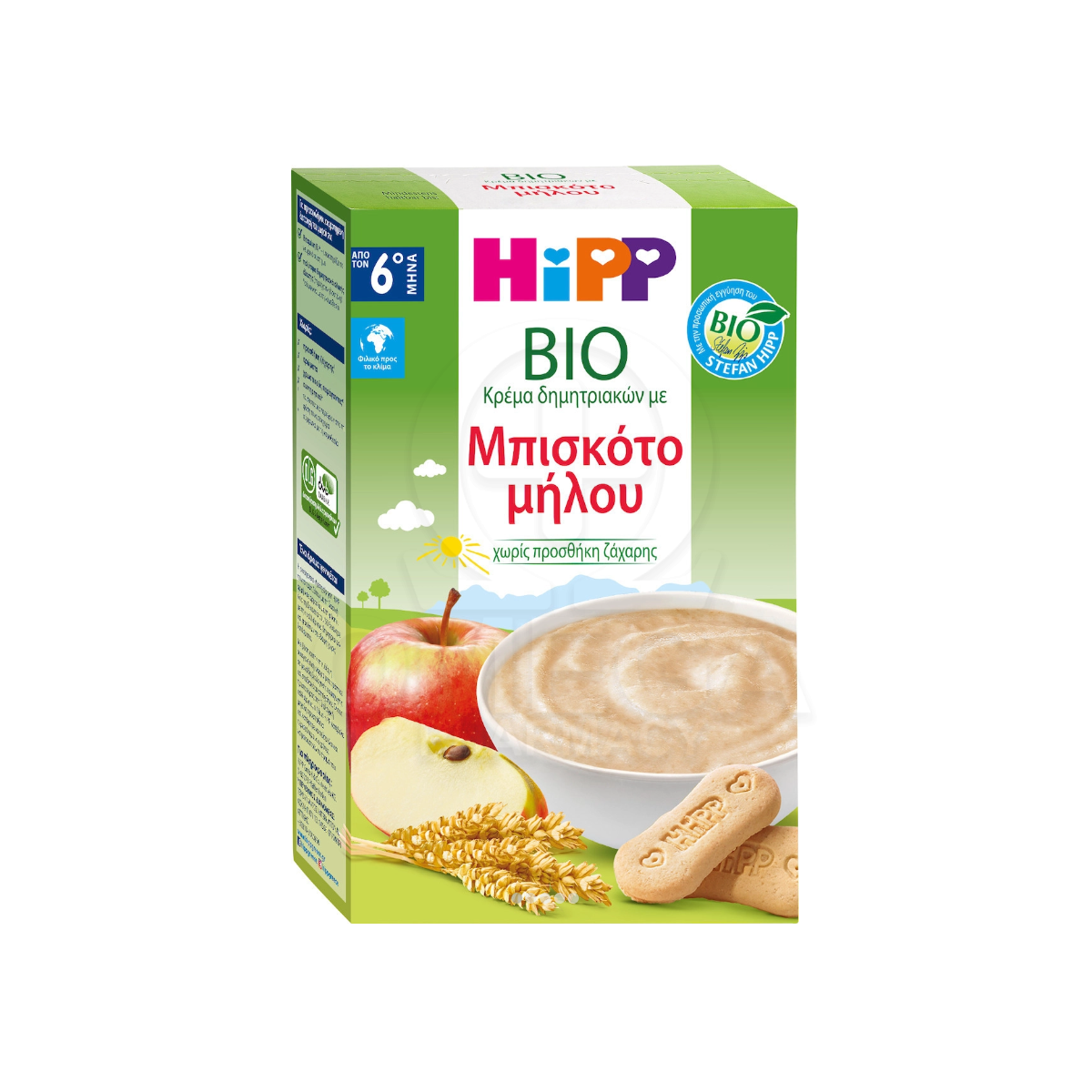 HIPP Βιολογική Βρεφική Κρέμα Δημητριακών με Μπισκότο Μήλου 6m+ 250gr