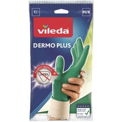 VILEDA Dermo Plus Medium Γάντια Καθαριότητας Νιτριλίου σε Πράσινο Χρώμα 2τμχ