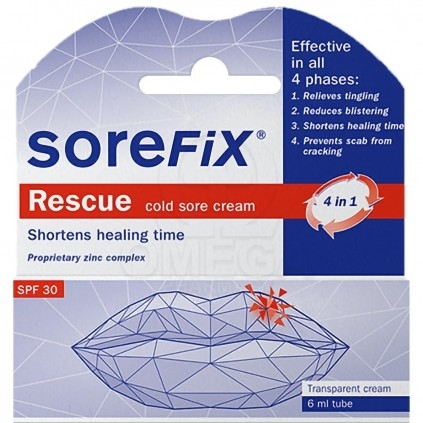 SOREFIX Rescue Cold Sore Cream SPF30 Κρέμα για τον Επιχείλιο Έρπη 6ml