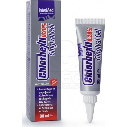 INTERMED Chlorhexil Gingival Gel 0.20% Στοματική Γέλη για τις Κακώσεις  &amp; Πληγές του Στοματικού Βλεννογόνου &amp; Ούλων 30ml