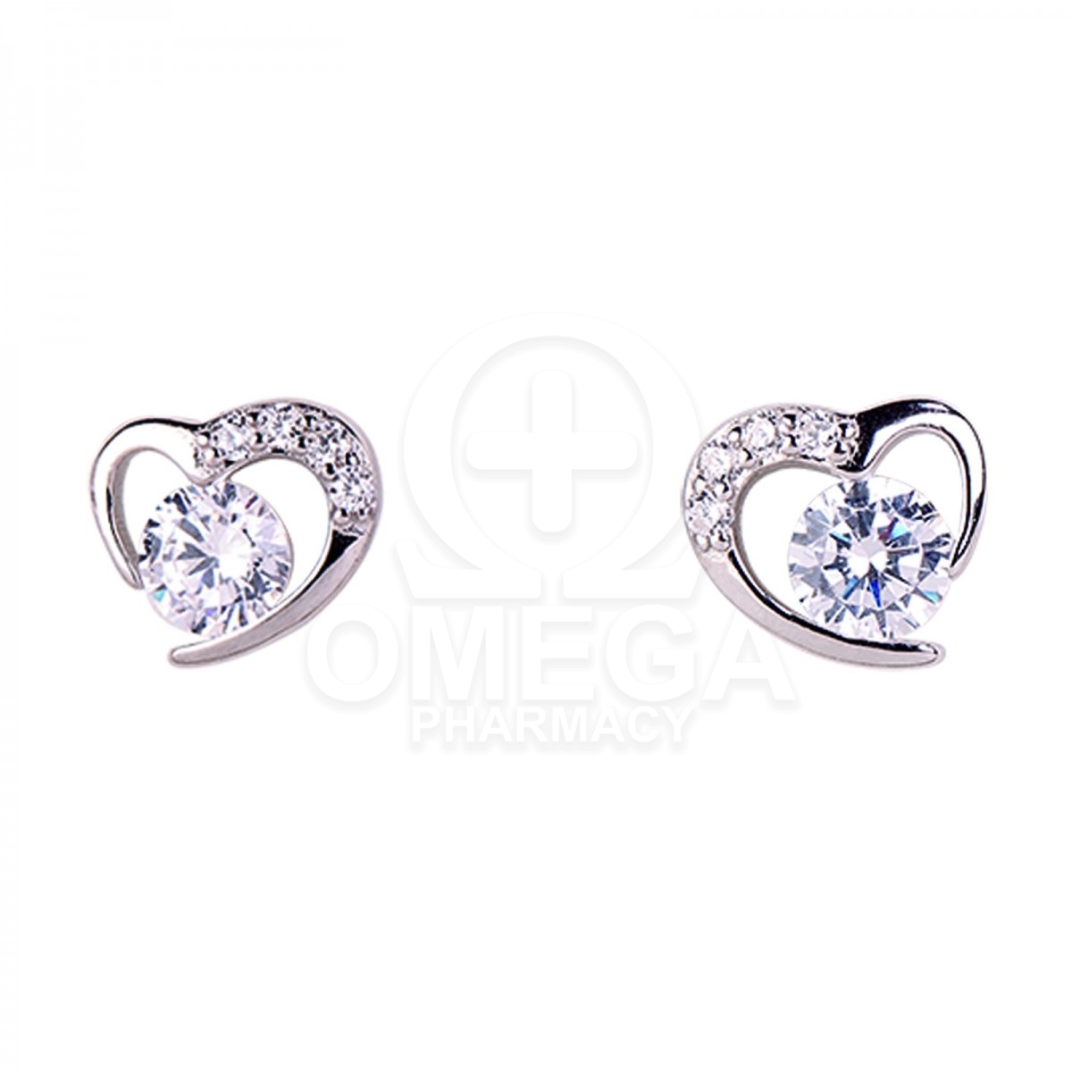 MEDISEI Dalee Jewels Earrings No 05422 Heart with Stud Υποαλλεργικά  Σκουλαρίκια από Ασήμι 925 με Ρόδιο, Καρδιά με Ζιργκόν 1 Ζευγ