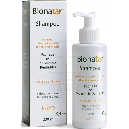 BODERM Bionatar Shampoo Σαμπουάν για την Ανακούφιση των Συμπτωμάτων της  Ψωρίασης &amp; της Σμηγματορροϊκής Δερματίδας 200ml