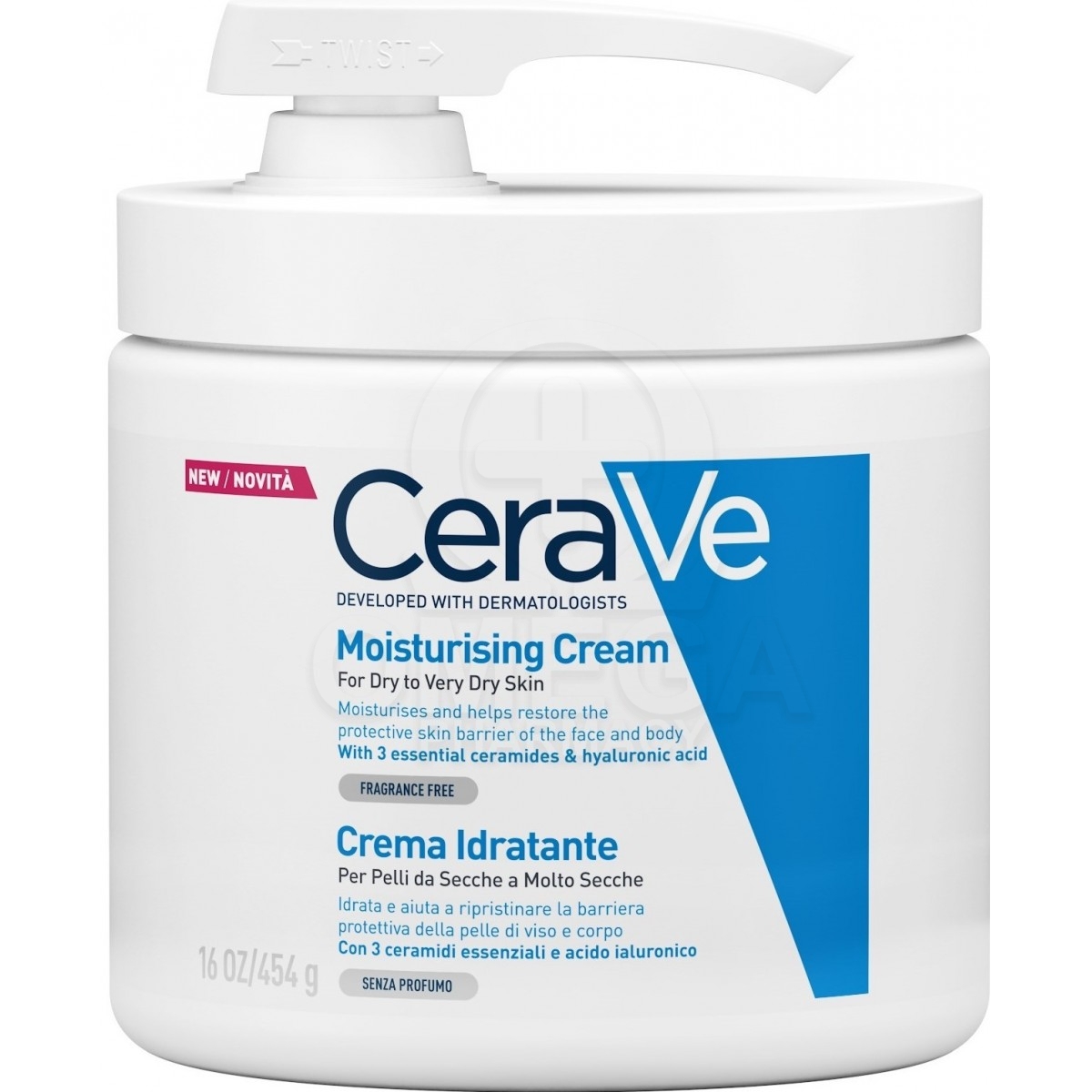 CERAVE Moisturising Cream Ενυδατική Κρέμα Προσώπου &amp; Σώματος με Αντλία  για Ξηρό - Πολύ Ξηρό Δέρμα 454gr